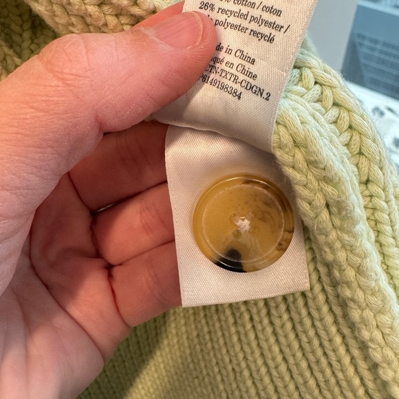 Everlane Sea Foam Green Chunky Knit Large Button-Up Cardigan Texture Cotton Sz S - Picture 10 of 12